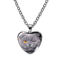 Cute Heart Shape Cat Glass Glass Plating Women's Pendant Necklace sku image 8