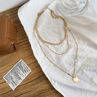 Style Simple Rond Alliage Placage Femmes Collier En Couches main image 3