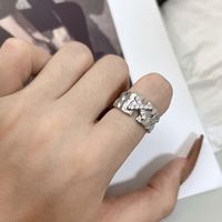 Cool Style Star Copper Irregular Pleated Inlay Zircon Open Ring main image 2