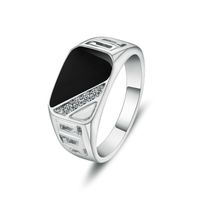 Einfache Stil Quadratische Metall Emaille Inlay Strass Steine Männer Ringe sku image 1