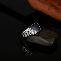 Simple Style Square Metal Enamel Inlay Rhinestones Men's Rings main image 3