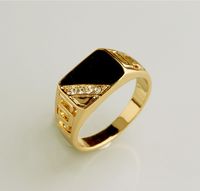 Simple Style Square Metal Enamel Inlay Rhinestones Men's Rings sku image 9