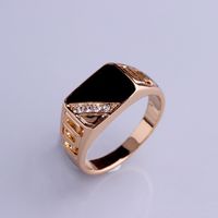 Simple Style Square Metal Enamel Inlay Rhinestones Men's Rings sku image 15