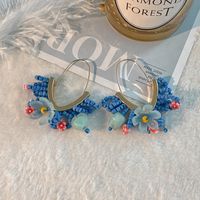 Wholesale Jewelry 1 Pair Sweet Flower Alloy Resin Earrings sku image 1