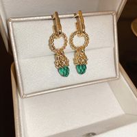 Wholesale Jewelry 1 Pair Retro Round Alloy Rhinestones Earrings sku image 1