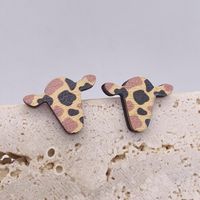 Wholesale Jewelry 1 Pair Retro Star Heart Shape Cattle Wood Ear Studs sku image 3