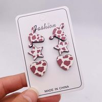 Wholesale Jewelry 1 Pair Retro Star Heart Shape Cattle Wood Ear Studs sku image 13