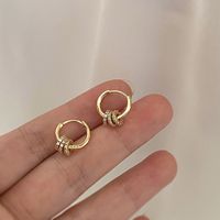 1 Pair Simple Style Geometric Copper Inlay Zircon Gold Plated Earrings main image 1