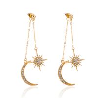 Wholesale Jewelry 1 Pair Shiny Star Moon Alloy Artificial Diamond Drop Earrings main image 3