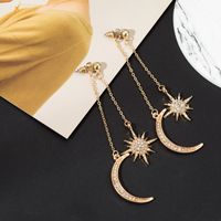 Wholesale Jewelry 1 Pair Shiny Star Moon Alloy Artificial Diamond Drop Earrings sku image 1