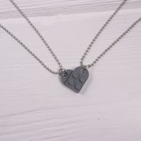 Simple Style Heart Shape Alloy Couple Pendant Necklace sku image 24