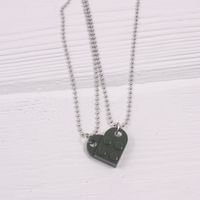 Simple Style Heart Shape Alloy Couple Pendant Necklace sku image 40