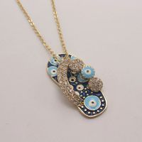 Ethnic Style Slippers Eye Copper Inlay Zircon 18k Gold Plated Pendant Necklace sku image 10