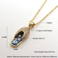 Ethnic Style Slippers Eye Copper Inlay Zircon 18k Gold Plated Pendant Necklace main image 4