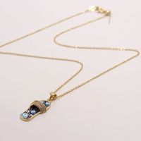 Ethnic Style Slippers Eye Copper Inlay Zircon 18k Gold Plated Pendant Necklace main image 3