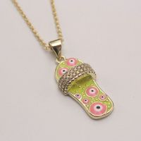 Ethnic Style Slippers Eye Copper Inlay Zircon 18k Gold Plated Pendant Necklace sku image 6