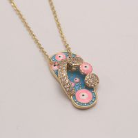Ethnic Style Slippers Eye Copper Inlay Zircon 18k Gold Plated Pendant Necklace sku image 8