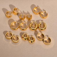 1 Pair Simple Style Solid Color Polishing Plating 201 Stainless Steel 18K Gold Plated Earrings main image 1