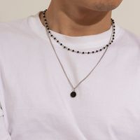 Hip-hop Circle Alloy Chain Inlay Crystal Men's Necklace main image 2