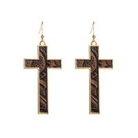 1 Pair Simple Style Cross Leopard Plating Pu Leather Alloy Gold Plated Drop Earrings main image 5