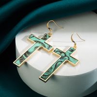 1 Pair Simple Style Cross Leopard Plating Pu Leather Alloy Gold Plated Drop Earrings sku image 1