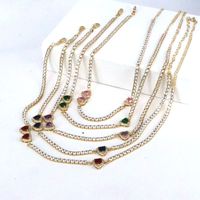Elegant Simple Style Heart Shape Copper Gold Plated Zircon Necklace In Bulk main image 2