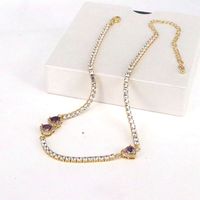 Elegant Simple Style Heart Shape Copper Gold Plated Zircon Necklace In Bulk main image 3