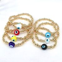 Classical Retro Simple Style Round Devil's Eye Gold Plated Glass Wholesale Bracelets main image 11