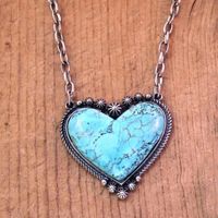 Style Ethnique Forme De Cœur Alliage La Pierre Naturelle Chaîne Incruster Turquoise Femmes Pendentif sku image 1