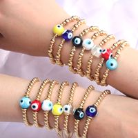 Classical Retro Simple Style Round Devil's Eye Gold Plated Glass Wholesale Bracelets main image 2
