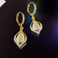 1 Pair Simple Style Commute Geometric Inlay Alloy Zircon Drop Earrings sku image 1