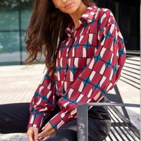 Women's Blouse Long Sleeve Blouses Printing Button British Style Abstract main image 3