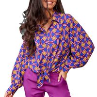 Women's Blouse Long Sleeve Blouses Printing Button British Style Abstract main image 2