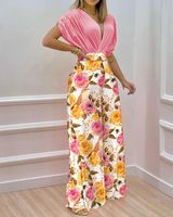 Women's Elegant Flower Polyester Printing Pants Sets main image 5
