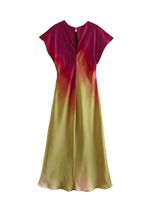 Streetwear Tie Dye Round Neck Sleeveless Polyester Satin Midi Dress A-line Skirt main image 4