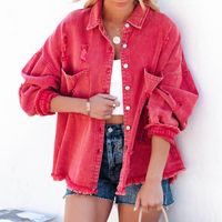 Women's Streetwear Solid Color Single Breasted Coat Denim Jacket main image 1