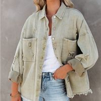 Women's Streetwear Solid Color Single Breasted Coat Denim Jacket main image 2