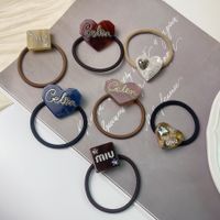 Lady Letter Square Heart Shape Acetic Acid Sheets Inlay Rhinestones Hair Tie main image 1