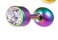 Fashion Solid Color Stainless Steel Inlay Artificial Gemstones Ear Studs 1 Piece sku image 1
