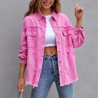 Women's Casual Solid Color Single Breasted Coat Denim Jacket main image 1
