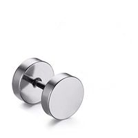 1 Piece Simple Style Round Plating Stainless Steel Earrings sku image 1