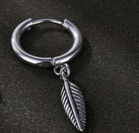 1 Piece Fashion Feather Stainless Steel Plating Men's Drop Earrings sku image 1