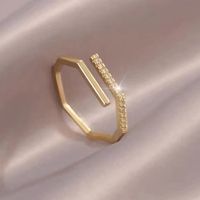 Wholesale Simple Style Geometric Stainless Steel Zircon Open Ring main image 1