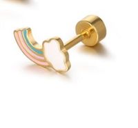 1 Piece Cartoon Style Rainbow Enamel Titanium Steel Ear Studs sku image 2