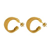 1 Pair Artistic C Shape Plating Brass 18k Gold Plated Ear Studs main image 2