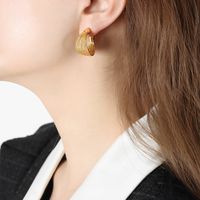 1 Pair Artistic C Shape Plating Brass 18k Gold Plated Ear Studs sku image 1