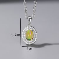 Vintage Style Oval Feather Sterling Silver Plating Inlay Artificial Gemstones 18k Gold Plated Pendant Necklace main image 7