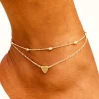 Simple Style Round Heart Shape Gold Plated Silver Plated Imitation Pearl Alloy Wholesale Anklet main image 1