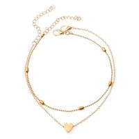 Simple Style Round Heart Shape Gold Plated Silver Plated Imitation Pearl Alloy Wholesale Anklet sku image 5