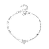 Style Simple Rond Forme De Cœur Plaqué Or Plaqué Argent Perle D'imitation Alliage De Gros Bracelet De Cheville sku image 6